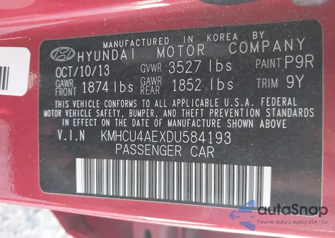 2013 Hyundai Accent Gls z USA, uszkodzony, nr VIN KMHCU4AEXDU584193